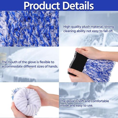 4 Pack Microfiber Car Wash Mitts Set 10x7 Inch Soft Suede Lining Car Wash Gloves, Highly Absorbent Scratch-Free Cleaning Cloths for Auto Detailing, Safe with All Soaps, Bucket(Black) in Saudi Arabia