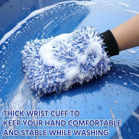 4 Pack Microfiber Car Wash Mitts Set 10x7 Inch Soft Suede Lining Car Wash Gloves, Highly Absorbent Scratch-Free Cleaning Cloths for Auto Detailing, Safe with All Soaps, Bucket(Black) in Saudi Arabia
