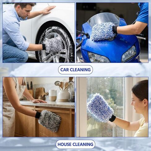 4 Pack Microfiber Car Wash Mitts Set 10x7 Inch Soft Suede Lining Car Wash Gloves, Highly Absorbent Scratch-Free Cleaning Cloths for Auto Detailing, Safe with All Soaps, Bucket(Black) in Saudi Arabia