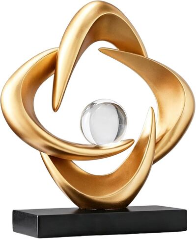AWNR Gold Abstract Sculpture House Decor Aesthetic - Home Décor Accents for Nightstand, Shelves, Dining Room, Entryway Table, Office, Desk Accessories (White) in Saudi Arabia