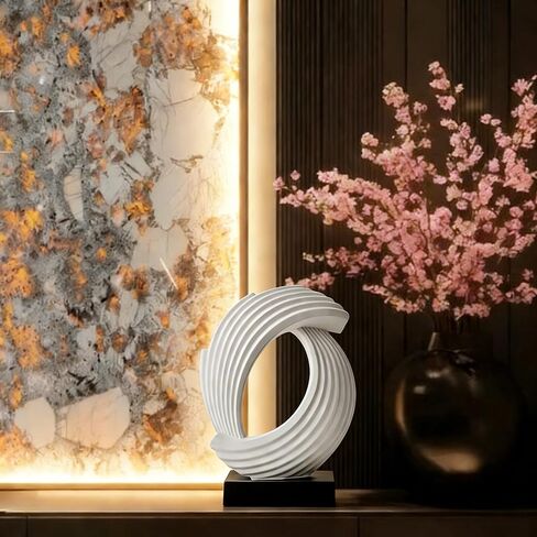 AWNR Gold Abstract Sculpture House Decor Aesthetic - Home Décor Accents for Nightstand, Shelves, Dining Room, Entryway Table, Office, Desk Accessories (White) in Saudi Arabia