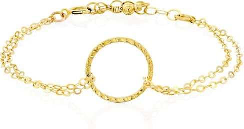 Tooliks Gold Open Circle Bracelet – Delicate Double Chain, Sterling Silver or Gold Filled, 6.5–7.5" in Saudi Arabia