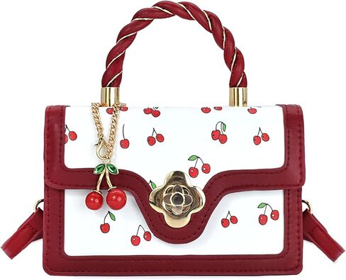 لطيف الكرز المحفظة Y2K حقيبة كتف جلدية نباتية الأزياء Crossbody محفظة صغيرة حقيبة يد in Kuwait