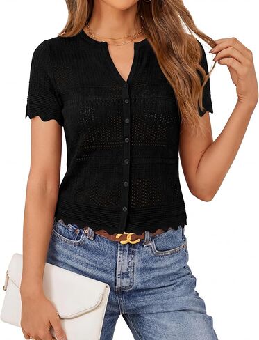 Dowerme سترات صوفية نسائية صيفية موضة 2026 بأكمام قصيرة ورقبة على شكل V قطع علوية من الكروشيه ملابس عطلة الربيع والشاطئ in Kuwait