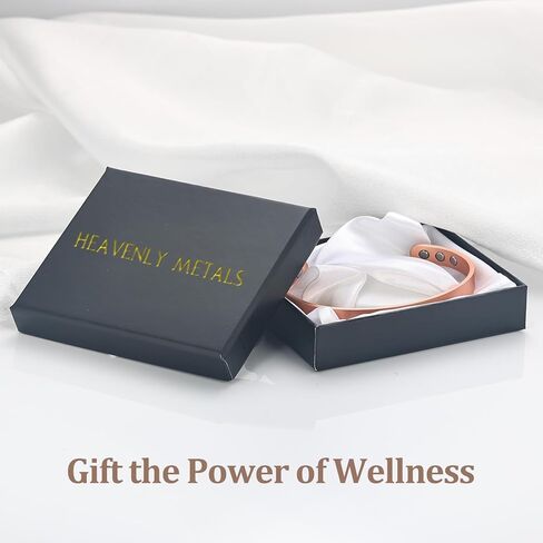 أساور أساور مغناطيسية من النحاس النقي من Heavenly Metals - نحاس صلب مع مغناطيس مدمج - تتوفر أنماط متعددة - مقاس قابل للتعديل، صندوق هدايا متضمن - علامة تجارية أمريكية in Kuwait