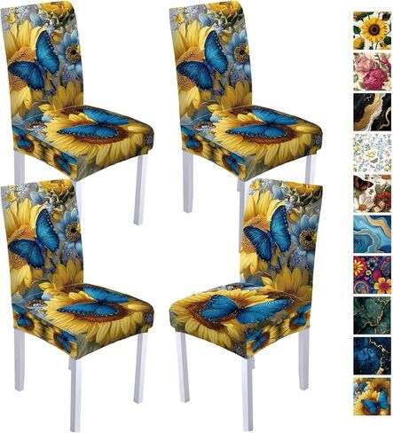 Chair Covers Slipcovers Set of 4, Spandex Super Fit Stretch Removable Washable Anti-dust Chair Seat Cover for Kitchen,Wedding,Party (4, Purple) in Saudi Arabia