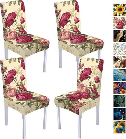 Chair Covers Slipcovers Set of 4, Spandex Super Fit Stretch Removable Washable Anti-dust Chair Seat Cover for Kitchen,Wedding,Party (4, Purple) in Saudi Arabia