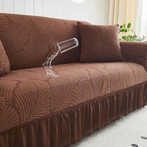 غطاء أريكة قابل للتمدد من WONGS BEDDING، غطاء أريكة وسادة مع تنورة، صديق للحيوانات الأليفة، متين وقابل للغسل وقابل للتمدد، واقي أثاث عالمي سهل التركيب، (57 بوصة - 73 بوصة، رمادي فاتح) in Kuwait