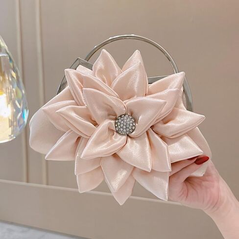 Elegant Floral Women Evening Bag Bridal Wedding Clutch Purse Rhinestone Satin Flower Handbag For Bridesmaid Prom Dinner Party in Saudi Arabia