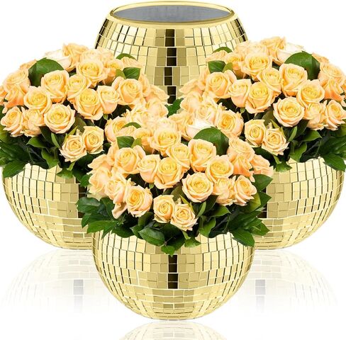 4 PCS Disco Ball Vase & Candle Holder, 5x6inches Mirrored Disco Ball Planter - Perfect Decoration for Living Room, Bedroom, Dining Table, Wedding, Party, Birthday in Saudi Arabia