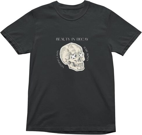 تي شيرت EMALIZA Beauty in Decay Skull - ألوان مريحة 1717 تي شيرت برسومات مصبوغة للجنسين، قميص الشارع القوطي العتيق in Saudi Arabia