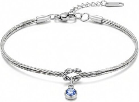 Gold Birthstone Bracelets for Women- Dainty Love Knot Snake Chain Bracelet Stack Adjustable, Trendy Personalized Friendship Birthday Christmas Jewelry Gifts for Mom Daughter Sister Friend in Saudi Arabia