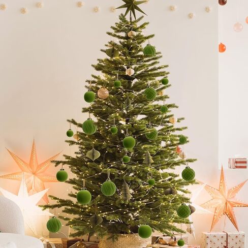 مجموعة XmasExp 36 قطعة من زخارف عيد الميلاد المخملية، كرات مختلطة متدفقة، زينة شجرة عيد الميلاد مقاومة للكسر لقضاء العطلات، والحفلات، والمنزل (مختلط) in Kuwait