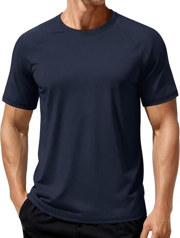 MAGCOMSEN Men's Workout Shirts Short Sleeve Dry Fit Tshirts Moisture Wicking Athletic Shirts Gym Running Swimming Fishing in Saudi Arabia
