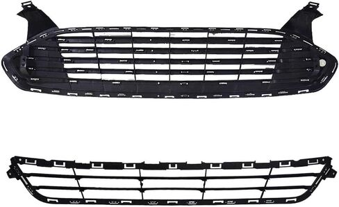 Front Bumper Cover Assembly Compatible with 2017-2018 Ford Fusion, with Upper Lower Mesh Grille & Fog Lights Kit, Gray (Excludes Fusion Sport & Park Assist) in Saudi Arabia