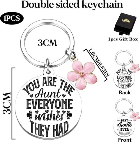 Aunt Keychain Gifts From Niece Nephew - Best Auntie Ever Keyring, Birthday Christmas Mother Day Ideas Key Chain Present in Saudi Arabia