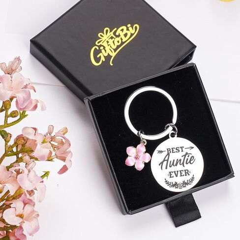 Aunt Keychain Gifts From Niece Nephew - Best Auntie Ever Keyring, Birthday Christmas Mother Day Ideas Key Chain Present in Saudi Arabia