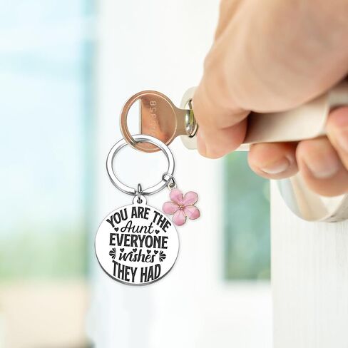 Aunt Keychain Gifts From Niece Nephew - Best Auntie Ever Keyring, Birthday Christmas Mother Day Ideas Key Chain Present in Saudi Arabia