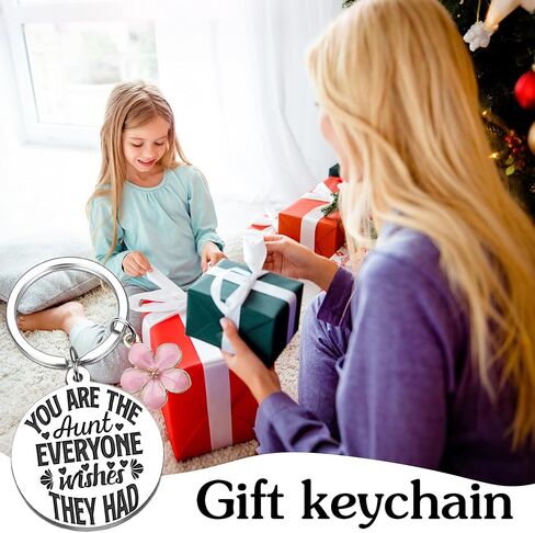 Aunt Keychain Gifts From Niece Nephew - Best Auntie Ever Keyring, Birthday Christmas Mother Day Ideas Key Chain Present in Saudi Arabia