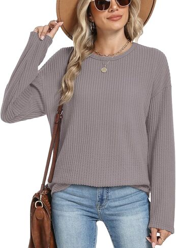 XIEERDUO المرأة تونك القمم متأنق عادية كم طويل قمصان الخريف العصرية الهراء متماسكة Crewneck منحني هيم ملابس عصرية 2025 in Saudi Arabia