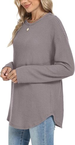 XIEERDUO المرأة تونك القمم متأنق عادية كم طويل قمصان الخريف العصرية الهراء متماسكة Crewneck منحني هيم ملابس عصرية 2025 in Saudi Arabia