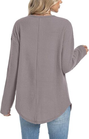 XIEERDUO المرأة تونك القمم متأنق عادية كم طويل قمصان الخريف العصرية الهراء متماسكة Crewneck منحني هيم ملابس عصرية 2025 in Saudi Arabia