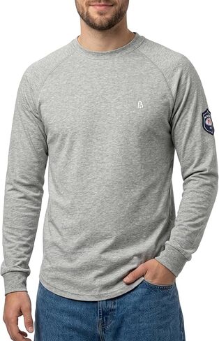 BOCOMAL Men's FR Shirts Long Sleeve Crewneck Fire Resistant 5.5oz Lightweight Cotton Work T Shirt CAT2 in Saudi Arabia