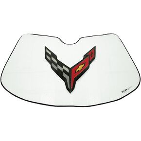 Folding Windshield Sunshade Compatible With 2020-2026 Chevrolet C8 Corvette, Officially Licensed Flag Logo - Fits Chevy C8 Stingray, Z06, ZR1, E-Ray - Heat Resistant UV Protection in Saudi Arabia