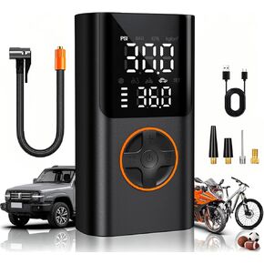 AIRSURE Tire Inflator Portable Air Compressor, Bike Pump with Gauge and USB Charging Output, 150PSI Fast Inflation Portable Tire Inflator for Car Bicycles Motorcycles Scooter Balls in Saudi Arabia