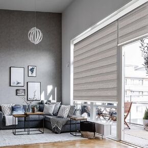 Motorized Blackout Zebra Blinds – Remote Control Roller Shades with Rechargeable Battery, Smart Home Compatible (Alexa, Google, App, Siri), Made in USA in Saudi Arabia