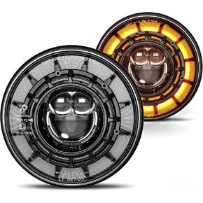 AUDEXEN 7-Inch LED Headlights for Jeep JK Wrangler - DOT/SAE Approved Hi/Lo Beam Projector Headlamps w/Halo Ring Start in Circular Mode Amber Turn Signal - Replacement for Jeep JK JKU Models 1997-2018 in Saudi Arabia