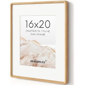 18x24 Picture Frame, USA-Sourced Natural OAK Wood Photo Frame with Tempered Glass, Handcrafted Rounded Corner 18 x 24 Frame Matted to 16x20 Photo, Horizontal or Vertical Wall Mounting in Kuwait