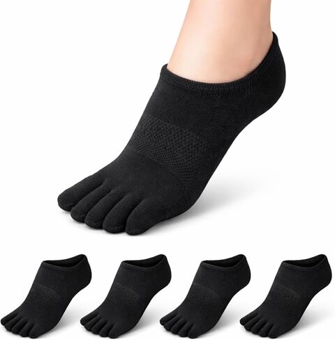 جوارب Soxsense No Show Toe من القطن الفاخر للنساء، جوارب رفيعة ببطانة خمسة أصابع منخفضة القطع للأورام، (4 أزواج) in Saudi Arabia