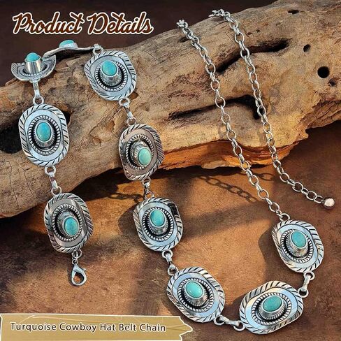 Navoky Turquoise Western Chain Belt Concert Cowboy Waist Belt Women Jewelry Accessories for Outfit in Saudi Arabia