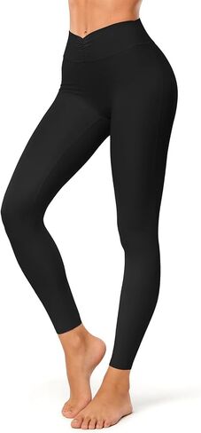 No Front Seam Leggings for Women with Tummy Control Cross Over Ruched Waistband Seamless for Workouts,Yoga,Gym in Saudi Arabia