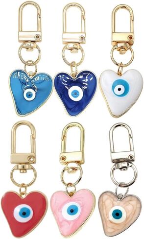 Infxyfy 4pcs Evil Eye Keychains Sweat-heart Keychains Protection Charm for Women Men Car Key Ring Bag Purse Accessories in Saudi Arabia
