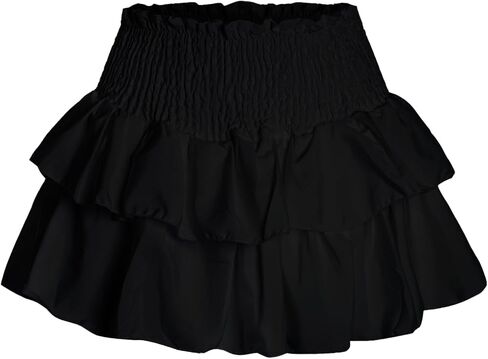 Rbenxia Women's High Waist Ruffle Cute Mini Skirt with Lined, Stretchy Flowy Layered Pleated Casual Beach Mini Short Skirt in Saudi Arabia