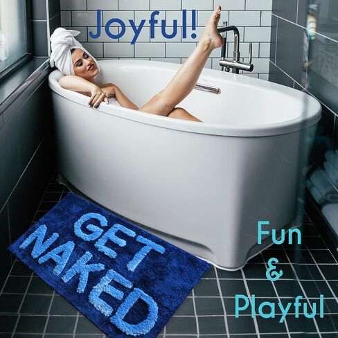 Evovee Get Naked Bath Mat Funny Cute سجاد الحمام الحصول على Naked Rug Shower Funny الحمام ديكور متعة لطيف حمام حصيرة عدم الانزلاق قابل للغسل كلية وردي فاتح 17x24 in Kuwait