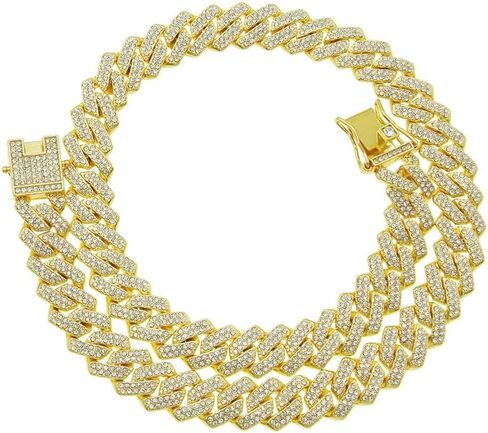 Naisluo Mens Cuban Link Chain Iced Out Miami Cuban Necklace Silver/Gold/Rose Gold Bling Diamond Chains Hip Hop Jewelry Gift for Men Women 16-24inches in Saudi Arabia
