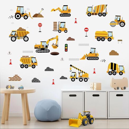 SHUCHING Transportation Car and Road Wall Decal for Kid Room | Construction Vehicles Wall Sticker, Truck Wall Decor for Nursery Playroom Bedroom in Saudi Arabia