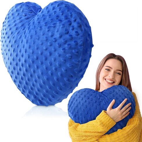 Briwooody 9 lb Sensory Weighted Pillow with Glass Bead Filled, Heavy Soft Versatile Cooling Hug Body Pillow W/Stress Relief for Adults Comfort Relaxation Sleep Thoughtful Gift 12x12 Inch Heart (Blue) in Saudi Arabia