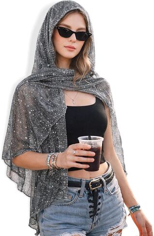 أغطية شال للنساء - أوشحة ترتر لامعة، وشاح للرقبة متعدد الاستخدامات لفساتين السهرة in Kuwait