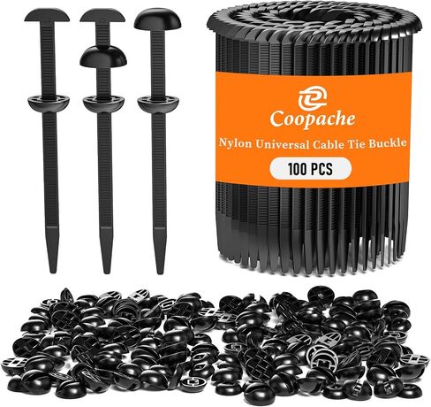 Coopache Nylon Universal Cable Tie Buckle for Car Heavy Duty, Upgraded Automotive Zipper Clips, Double-Sided Gear, Top Movable Dome (Black 50 PCS) in Saudi Arabia