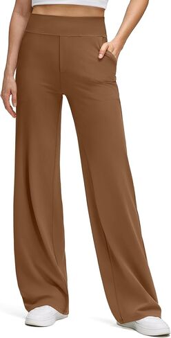 G4Free BareFeel High Stretch Wide Leg Pants for Women Soft Comfy Casual Yoga Pants with Pockets (Gray Sage,M,29") in Saudi Arabia