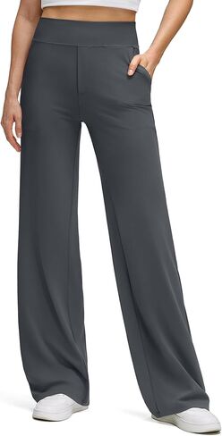 G4Free BareFeel High Stretch Wide Leg Pants for Women Soft Comfy Casual Yoga Pants with Pockets (Gray Sage,M,29") in Saudi Arabia