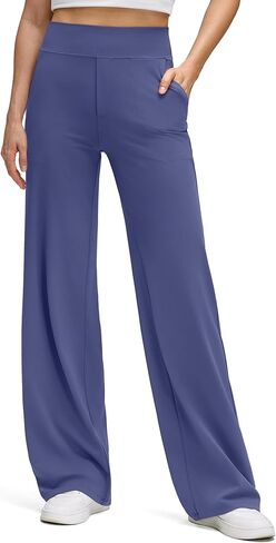 G4Free BareFeel High Stretch Wide Leg Pants for Women Soft Comfy Casual Yoga Pants with Pockets (Gray Sage,M,29") in Saudi Arabia