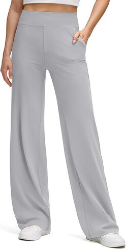 G4Free BareFeel High Stretch Wide Leg Pants for Women Soft Comfy Casual Yoga Pants with Pockets (Gray Sage,M,29") in Saudi Arabia