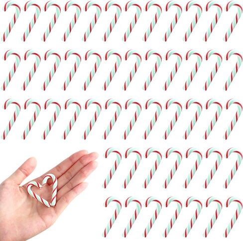 2" Fake Candy Canes-Polymer Clay Candy Cane Craft,Mini Christmas Decorations, 50pcs Peppermint Ornaments for Tree Hanging DIY Decor Supplies in Saudi Arabia