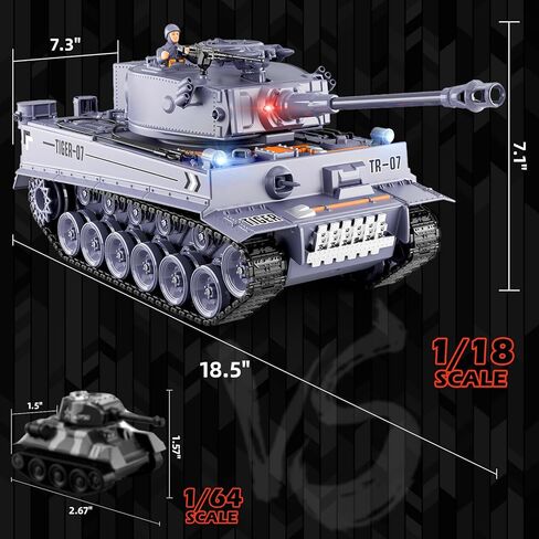 1:18 دبابة للتحكم عن بعد، 2.4 جيجا هرتز German Leopard II RC Tank، 60 دقيقة من أوقات اللعب، ألعاب دبابات الجيش مع BBS وقنابل المياه والصوت والسومكي للبالغين والأعمار من 6 سنوات فما فوق in Kuwait