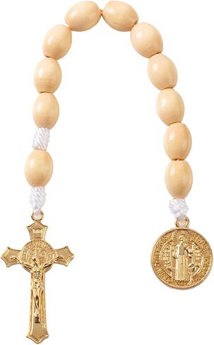 Pocket Rosary for men - Handmade Wooden Catholic Rosaries, Wooden Bead Rosary Necklace, Metal Cross For Catholic Or Christian Gift in Saudi Arabia